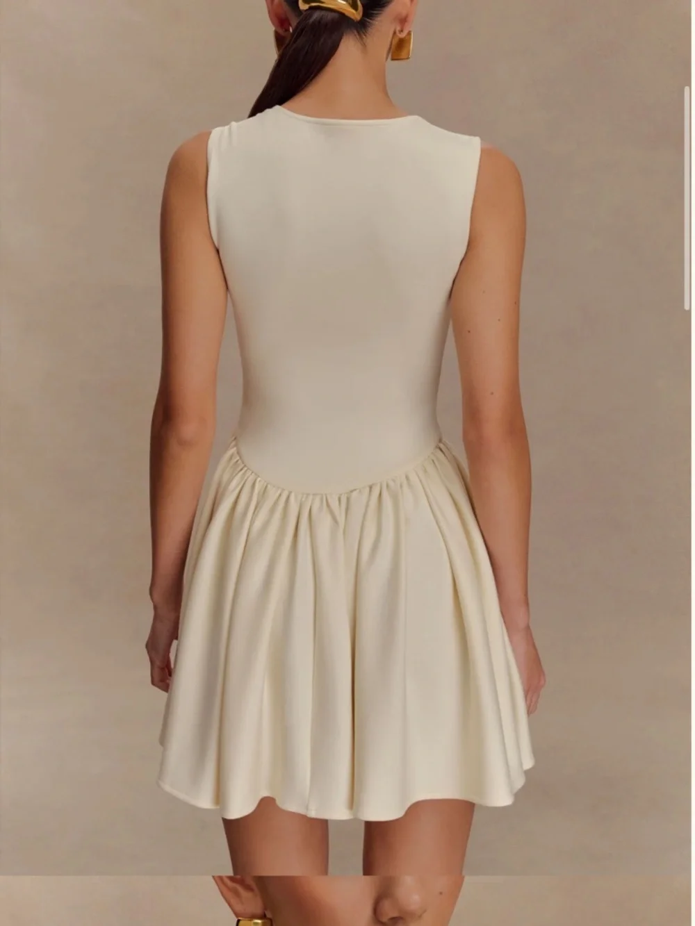 Meshki Sharon Sleeveless Square Neck Cream Dress - Picture 5 of 7